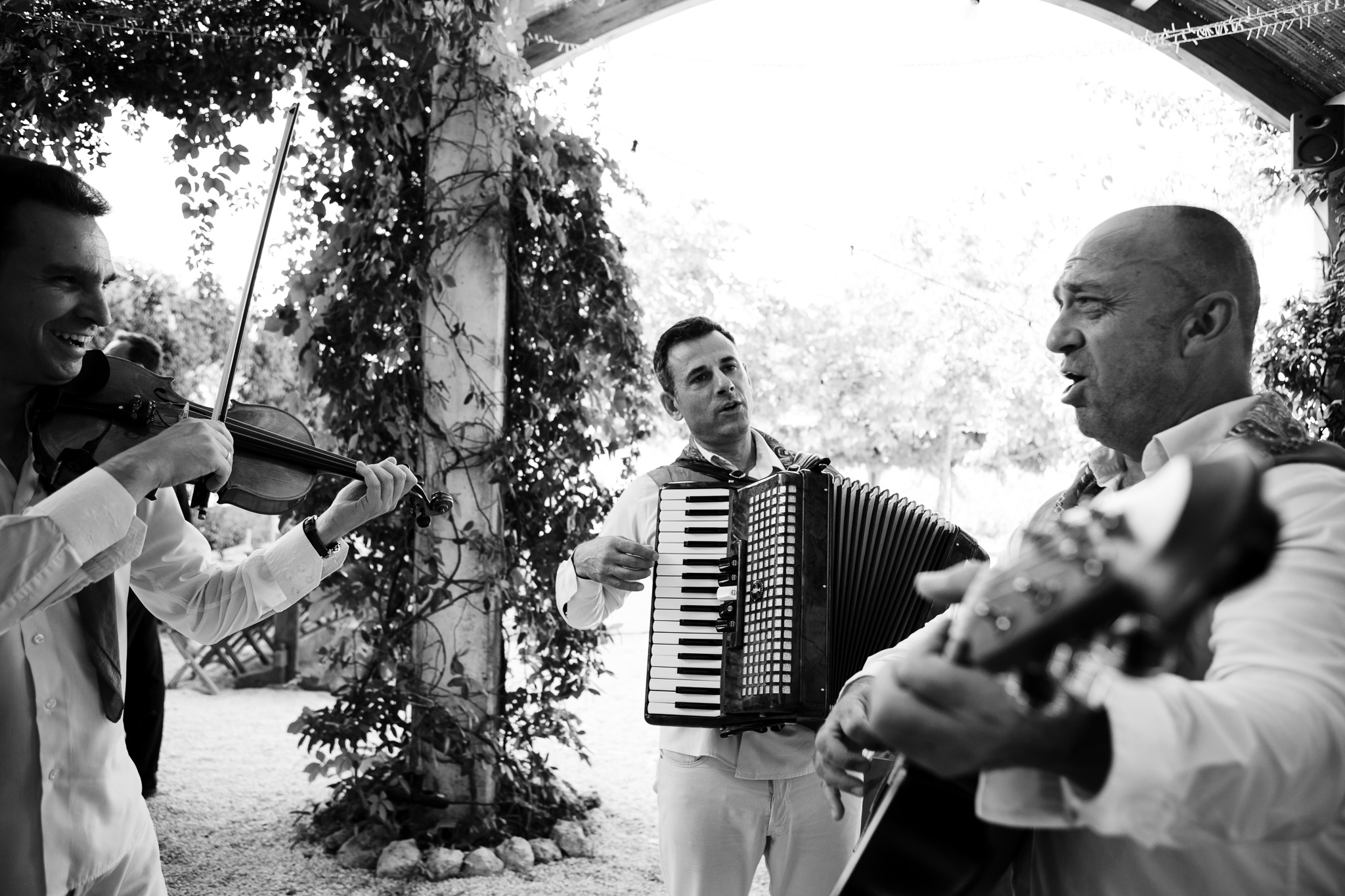 Alkinos Corfu Band playing at a wedding reception in Ambelonas Vineyard, Corfu
